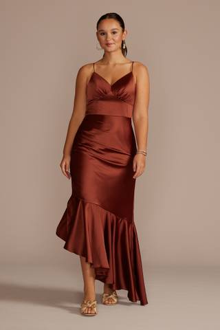 Picture of Asymmetrical Stretch Charmeuse Sheath Dress