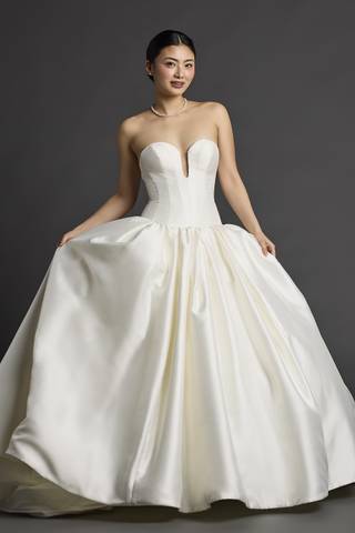 View Viola Chan Couture Mikado Drop Waist Ball Gown Wedding Dress in all available color and sizes Picture of Mikado Drop Waist Ball Gown Wedding Dress