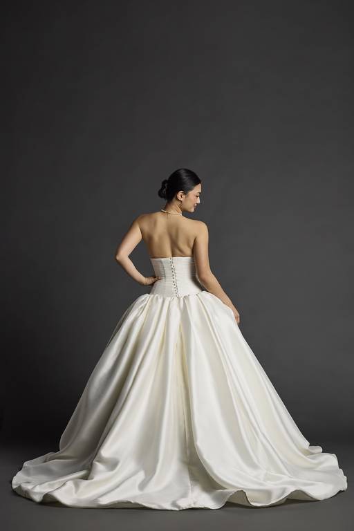 drop waist taffeta wedding dress Ivory Taffeta Strapless Wedding Dress: Modern Drop Waist Corset Gown NoireBridalAtelier