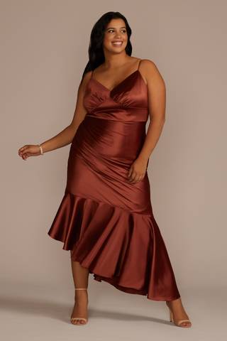 Picture of Asymmetrical Stretch Charmeuse Sheath Dress