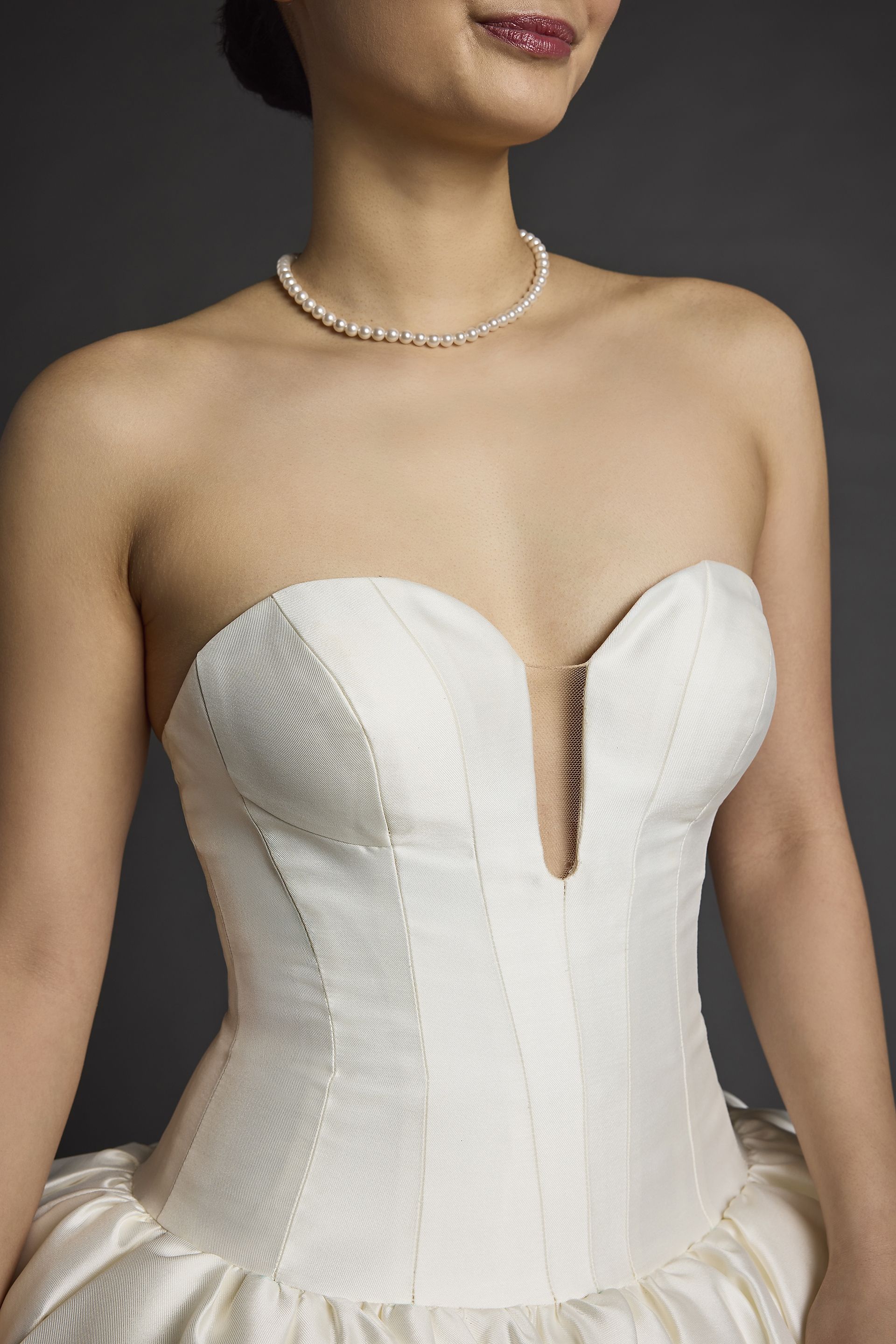 Mikado Drop Waist Ball Gown Wedding Dress