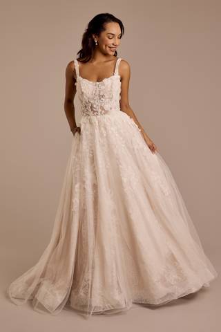 Picture of Scoop Neck Illusion Bodice Tank Ball Gown