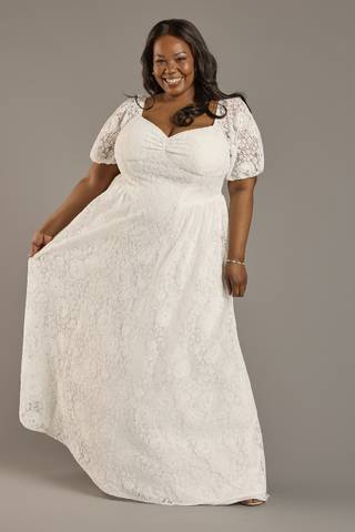 Picture of Lace A-Line Short Sleeve Dress with Tie Back
