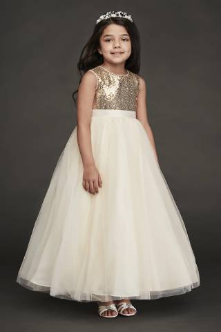 Picture of Heart Back Sequin and Tulle Flower Girl Gown