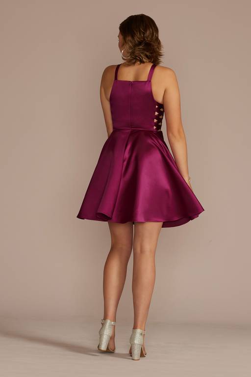 day glow satin a-line short dress Windsor Day Glow Satin A-Line Short Dress