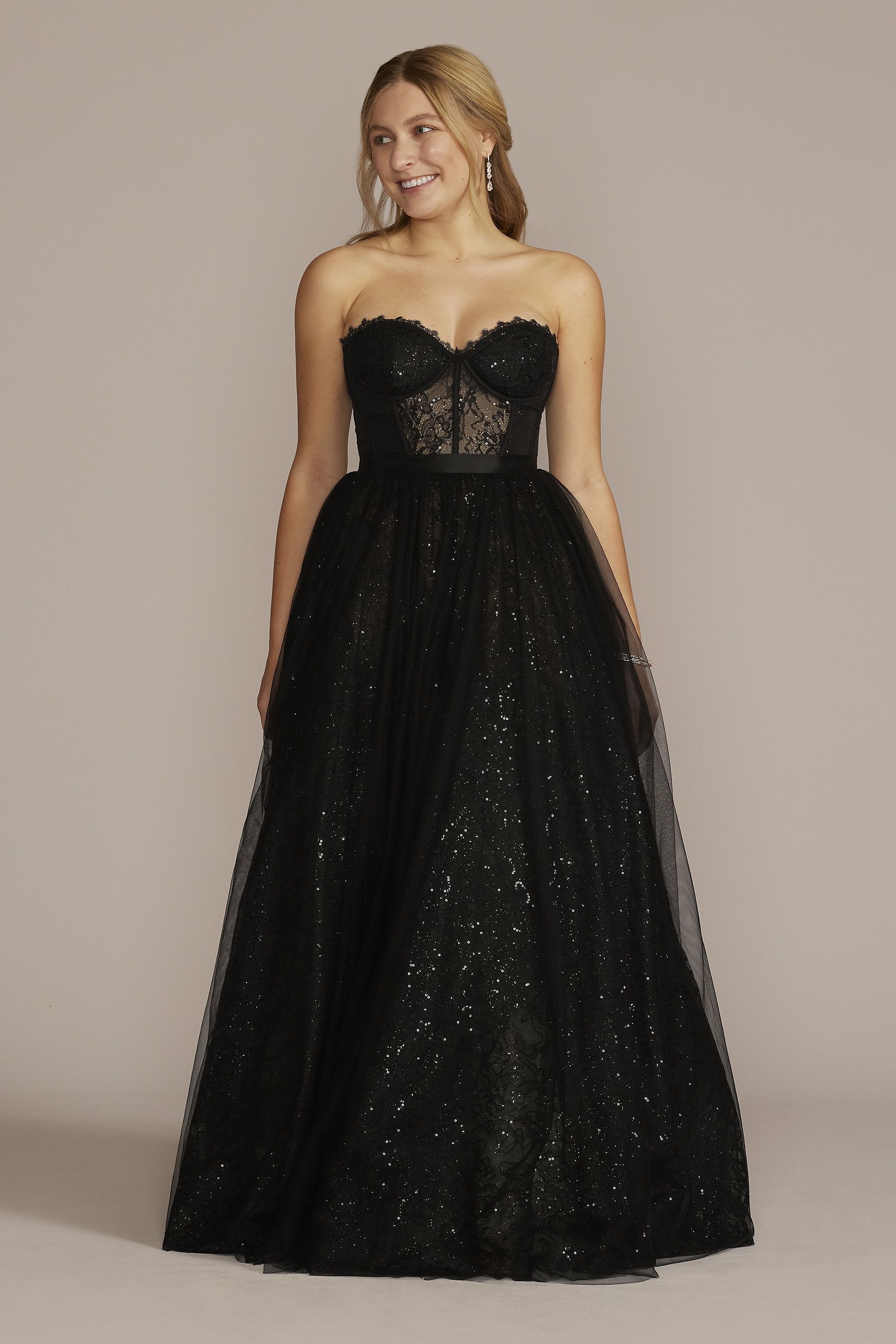 Picture of Strapless Sparkle Illusion Corset Ball Gown