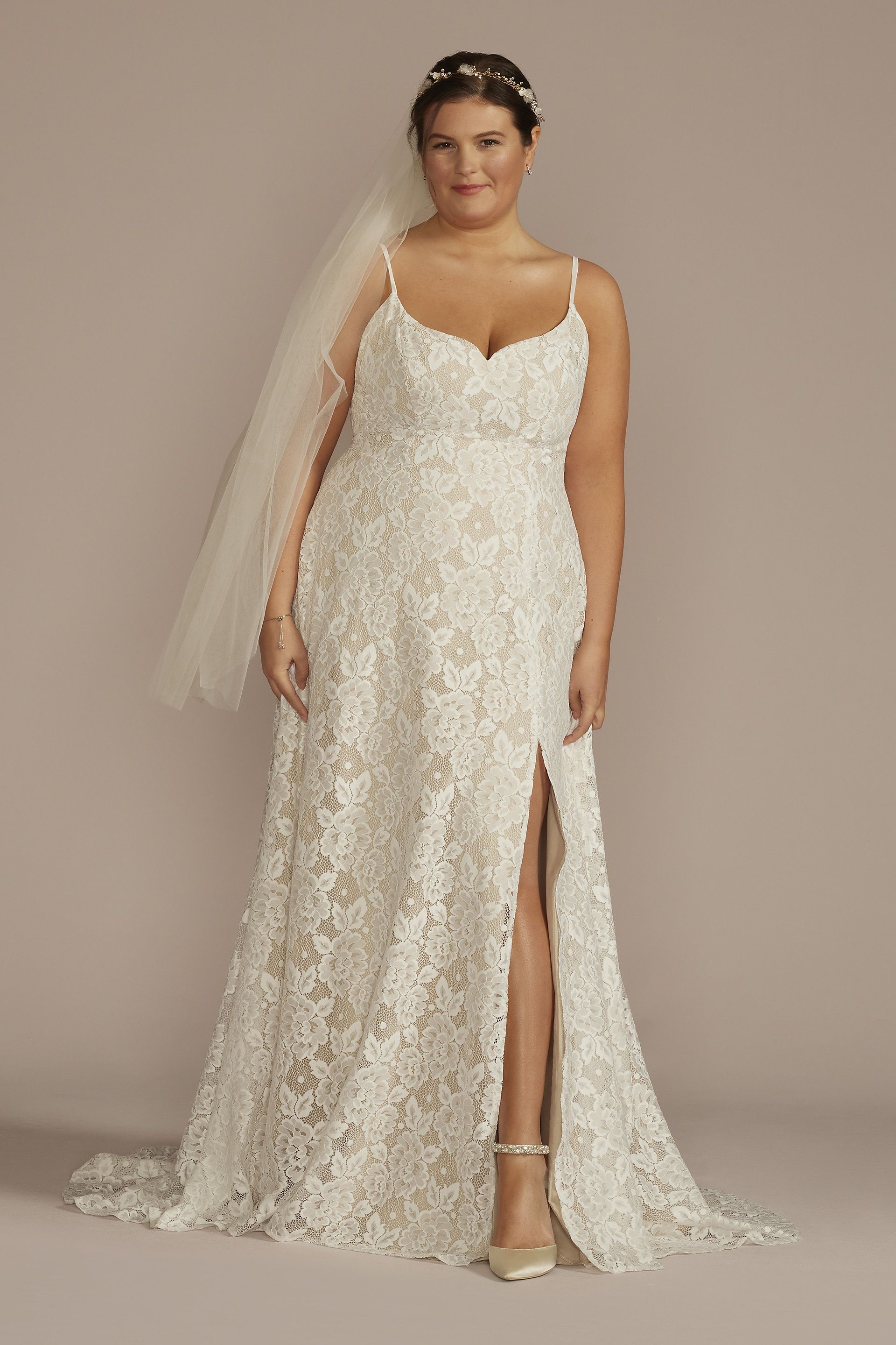 Picture of Recycled Floral Lace Spaghetti Strap Wedding Dress