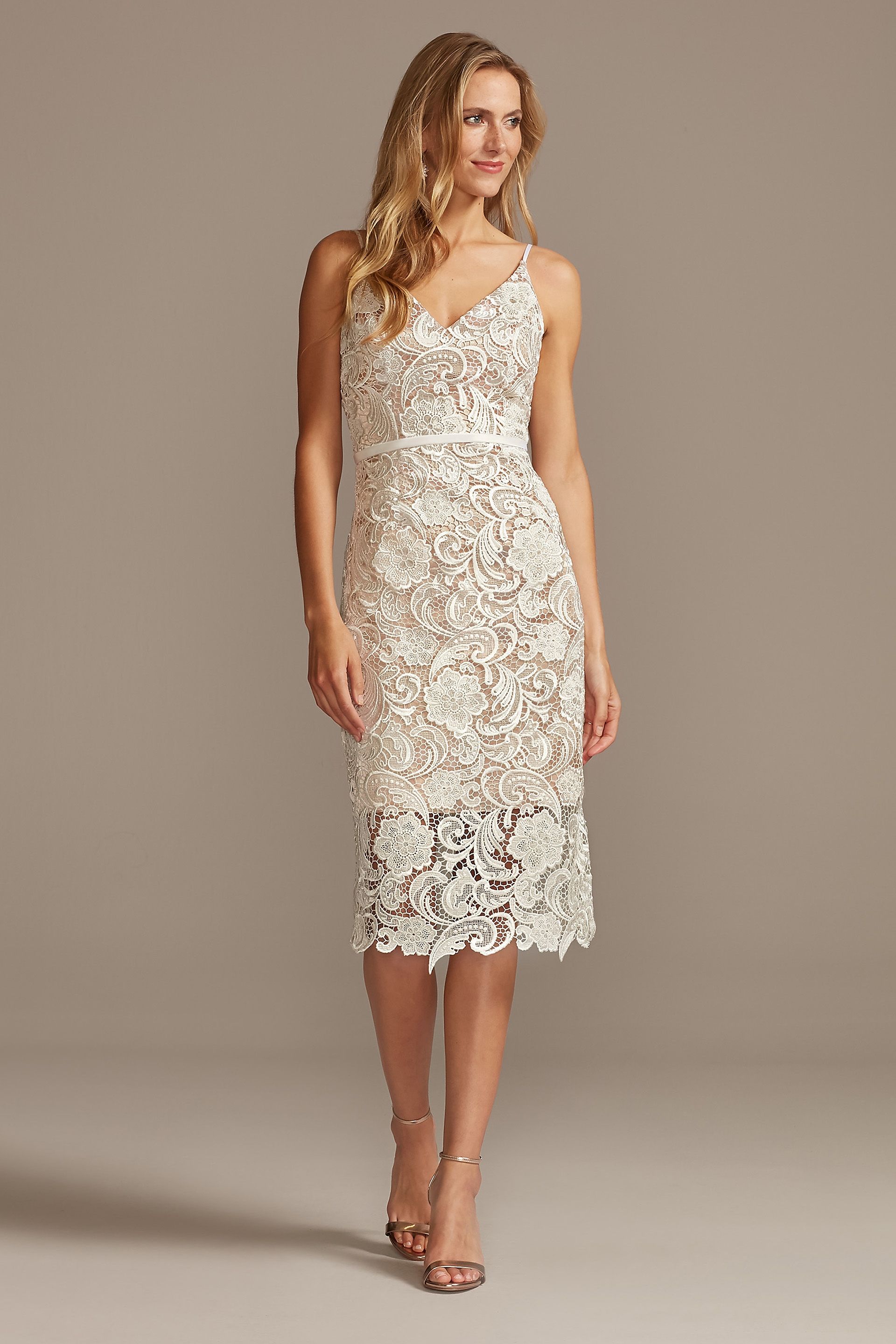 Picture of Crochet Lace Overlay Midi Dress
