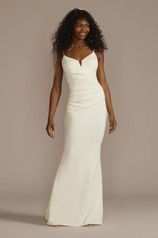 Picture of Ruched V-Neck Spaghetti Strap Sheath Wedding Dress