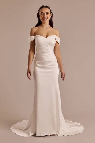 Picture of Matte Satin Off-the-Shoulder Mermaid Wedding Dress