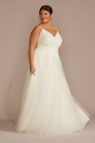 Picture of Embroidered Bodice Tie Back A-Line Wedding Dress