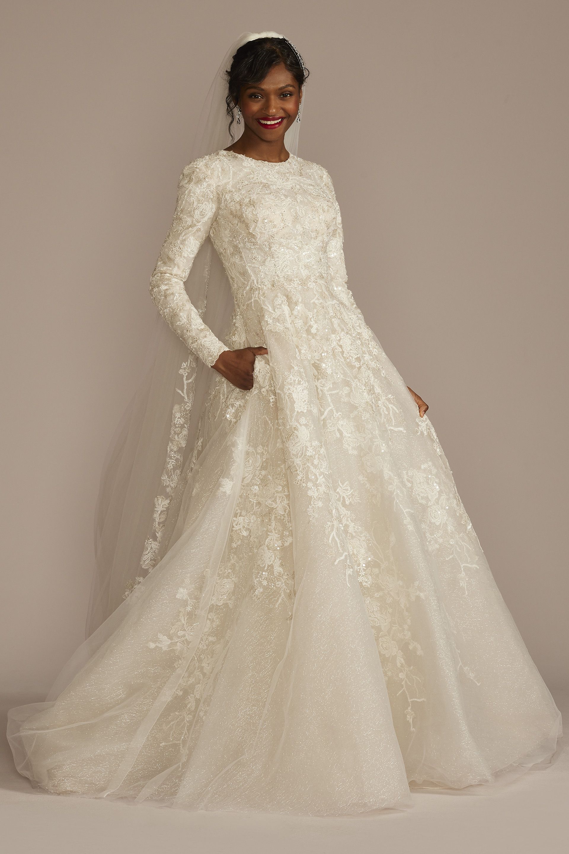 Picture of Beaded Lace Long Sleeve Modest Wedding Dress