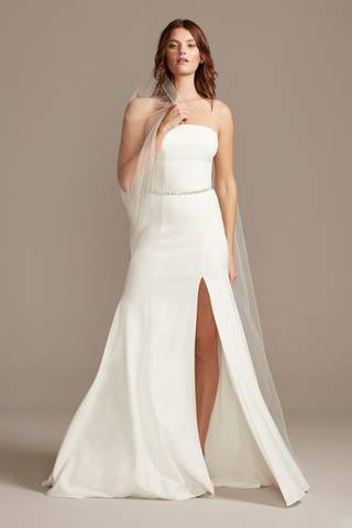 Picture of Strapless Crepe Button Back Wedding Dress