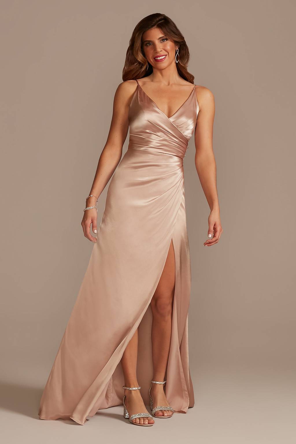 david's bridal charmeuse draped one-shoulder bridesmaid dress Davids Bridal Galina Signature Charmeuse Draped One-Shoulder Bridesmaid  Dress