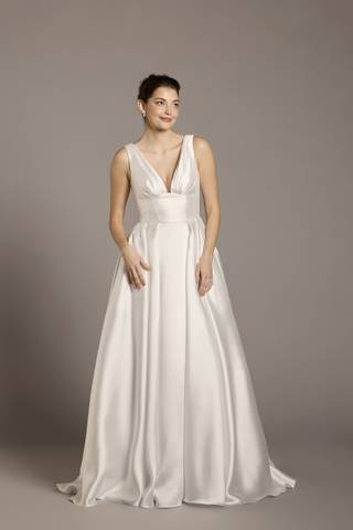 View DB Studio Mikado Tank Plunging Ball Gown Wedding Dress in all available color and sizes Picture of Mikado Tank Plunging Ball Gown Wedding Dress