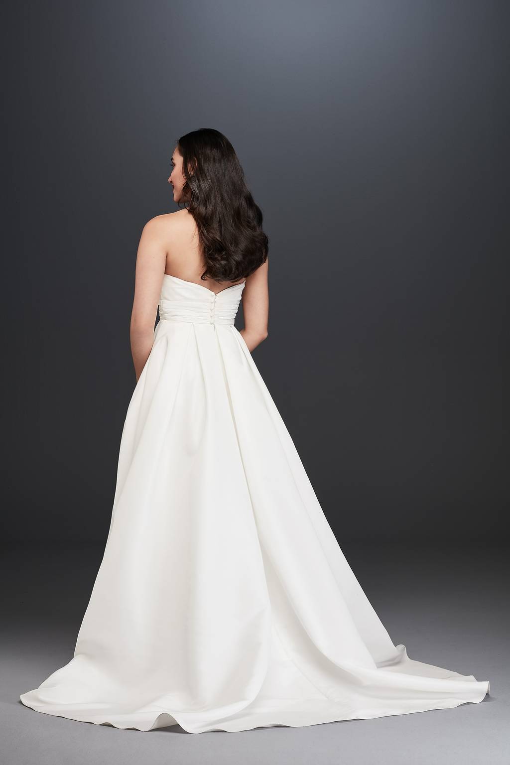 pleated strapless wedding dress with empire waist LW858