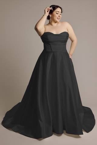 women's black strapless wedding dress for brides Mouccy Mermaid Wedding Dresses 2026 Black Strapless Bridal Gowns