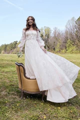 Picture of Billowy Long Sleeve Off-the-Shoulder Wedding Dress