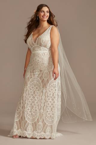 Picture of Geometric Lace Tank Wedding Dress