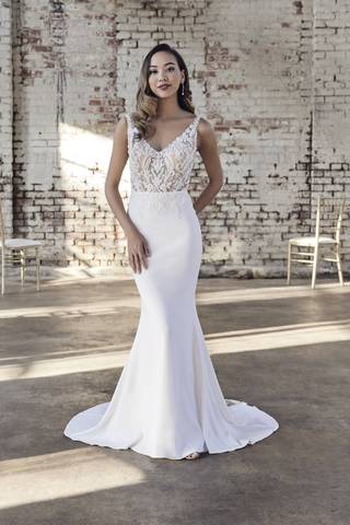 Picture of Illusion Lace Bodice Crepe Tank Wedding Dress