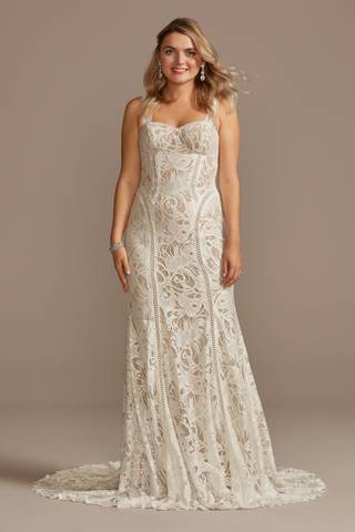 Picture of Strapless Stretch Lace Petite Wedding Dress
