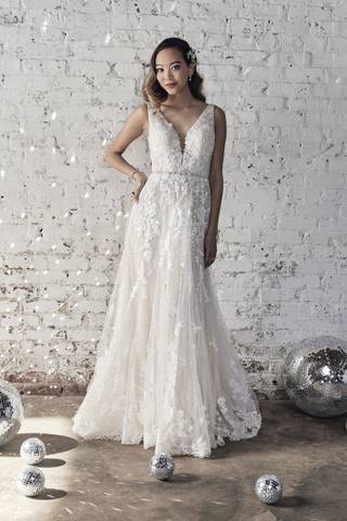 Picture of Tulle Plunging Tank A-Line Wedding Dress