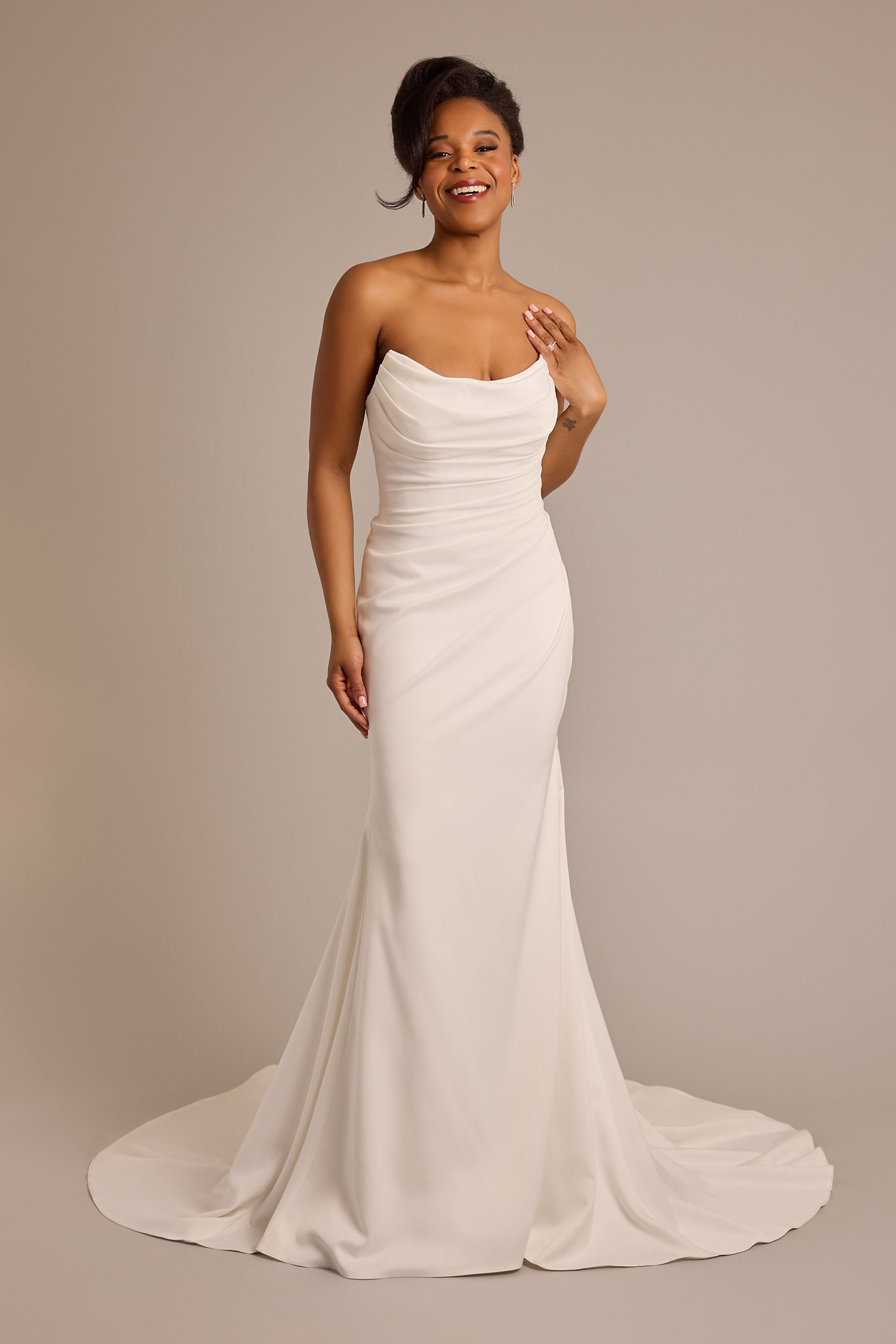 Picture of Strapless Draped Satin Mermaid Wedding Dress