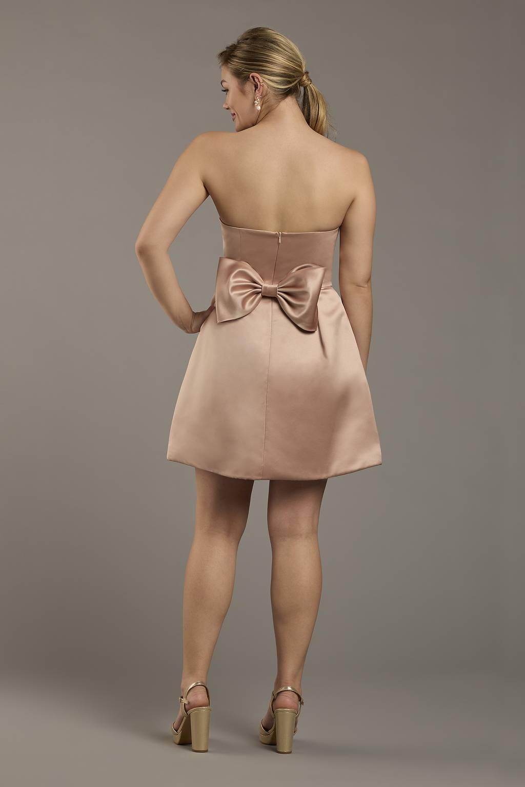 strapless dress short front long back Kiara Keyhole Open Back Mini Dress