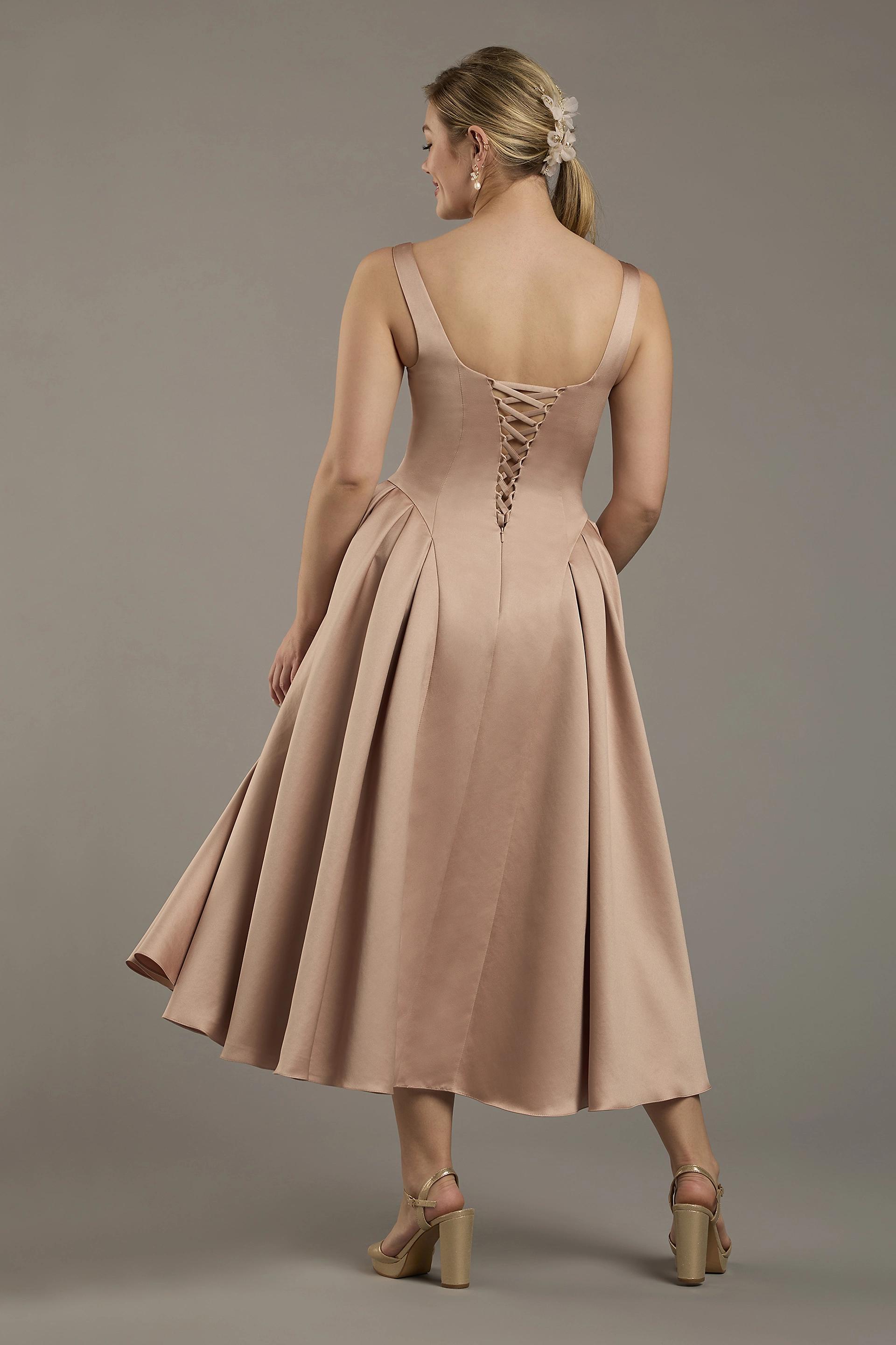 Celebrate DB Studio Satin Tank Tea-Length Dress in Plum Size: 4 David's Bridal