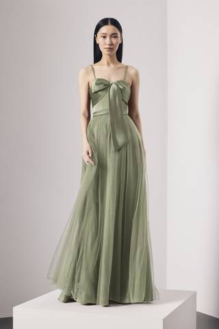 Picture of Satin and Tulle Bow Bodice A-Line Dress
