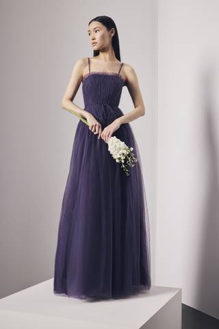 View Vera Wang Bride Tulle Drop Waist Dress with Tie Belt in all available color and sizes Picture of Tulle Drop Waist Dress with Tie Belt