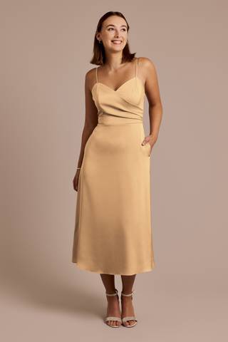 Picture of Matte Satin Spaghetti Strap Midi Dress