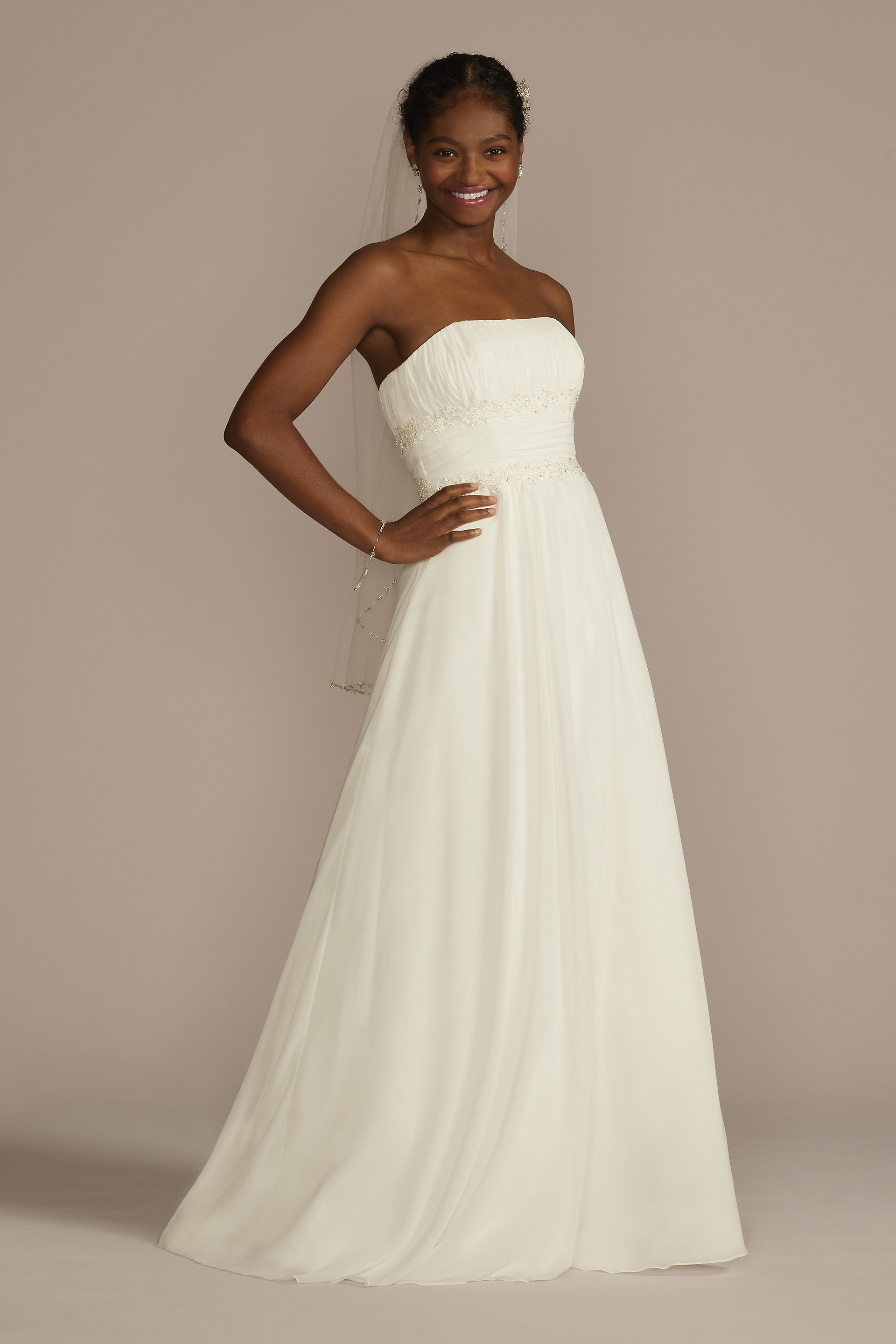 Picture of Chiffon A-line Wedding Dress with Beads