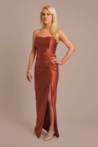 View Celebrate DB Studio Sculpting Satin Sweetheart Ruched Dress in all available color and sizes Picture of Sculpting Satin Sweetheart Ruched Dress