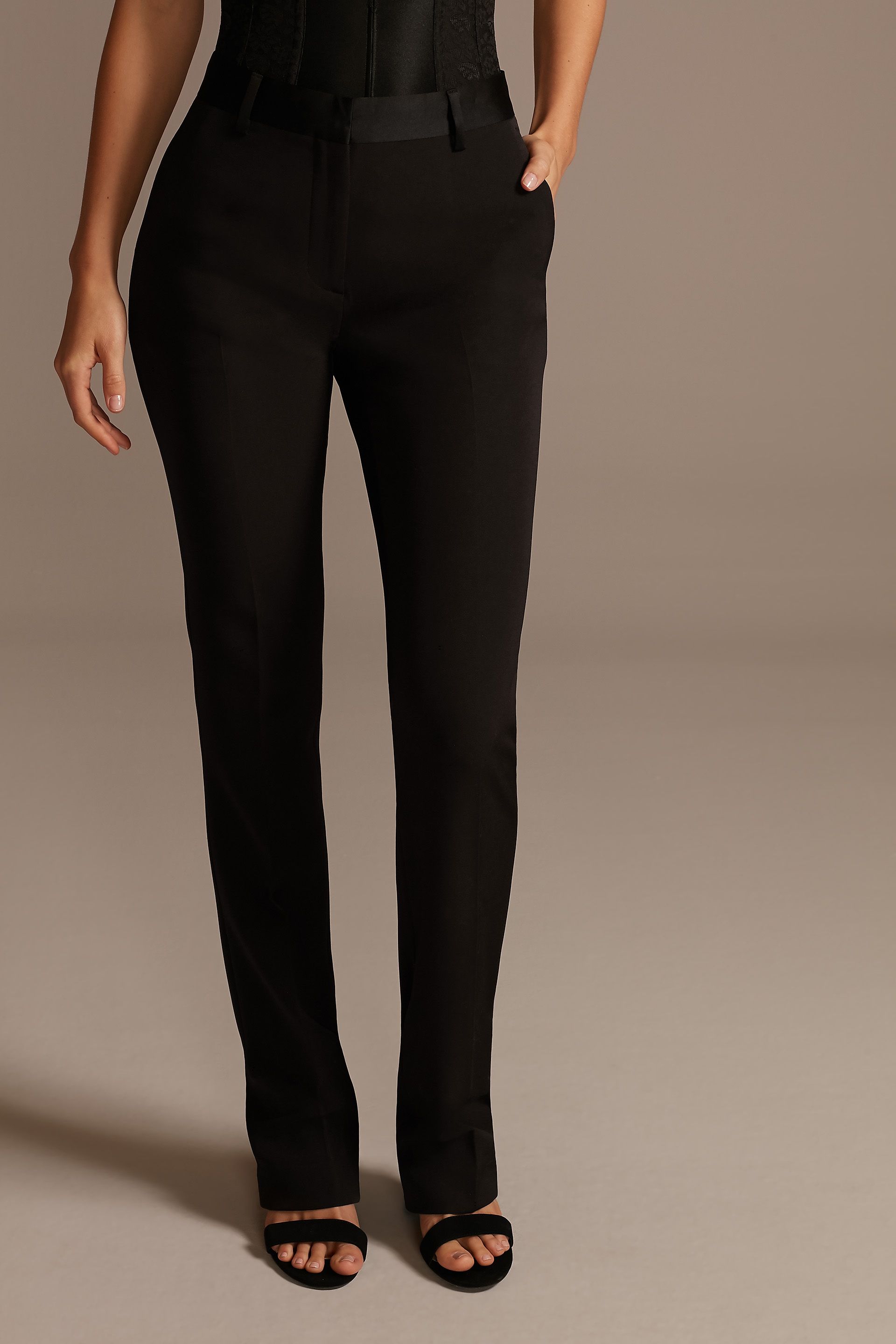 Picture of Relaxed Leg Suit Pants with Satin Waist