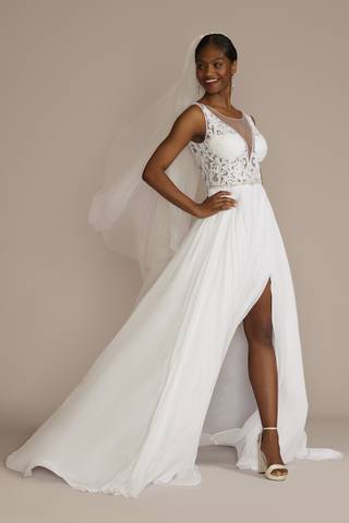 Picture of Applique Illusion Chiffon Wedding Dress
