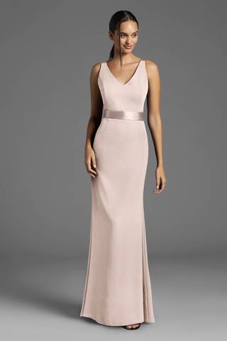 Picture of White by Vera Wang V-Neck Crepe Dress
