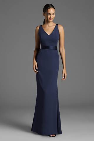 Picture of White by Vera Wang V-Neck Crepe Dress