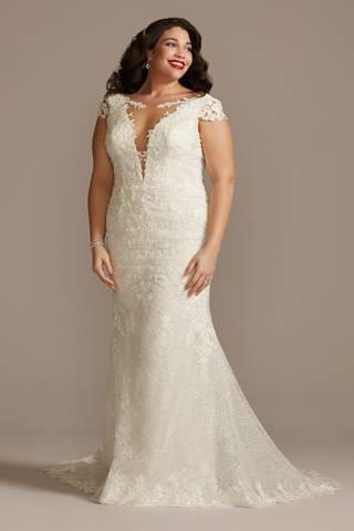 View Galina Signature Tulle Sheath Wedding Dress with Beaded Swag Back in all available color and sizes Picture of Tulle Sheath Wedding Dress with Beaded Swag Back