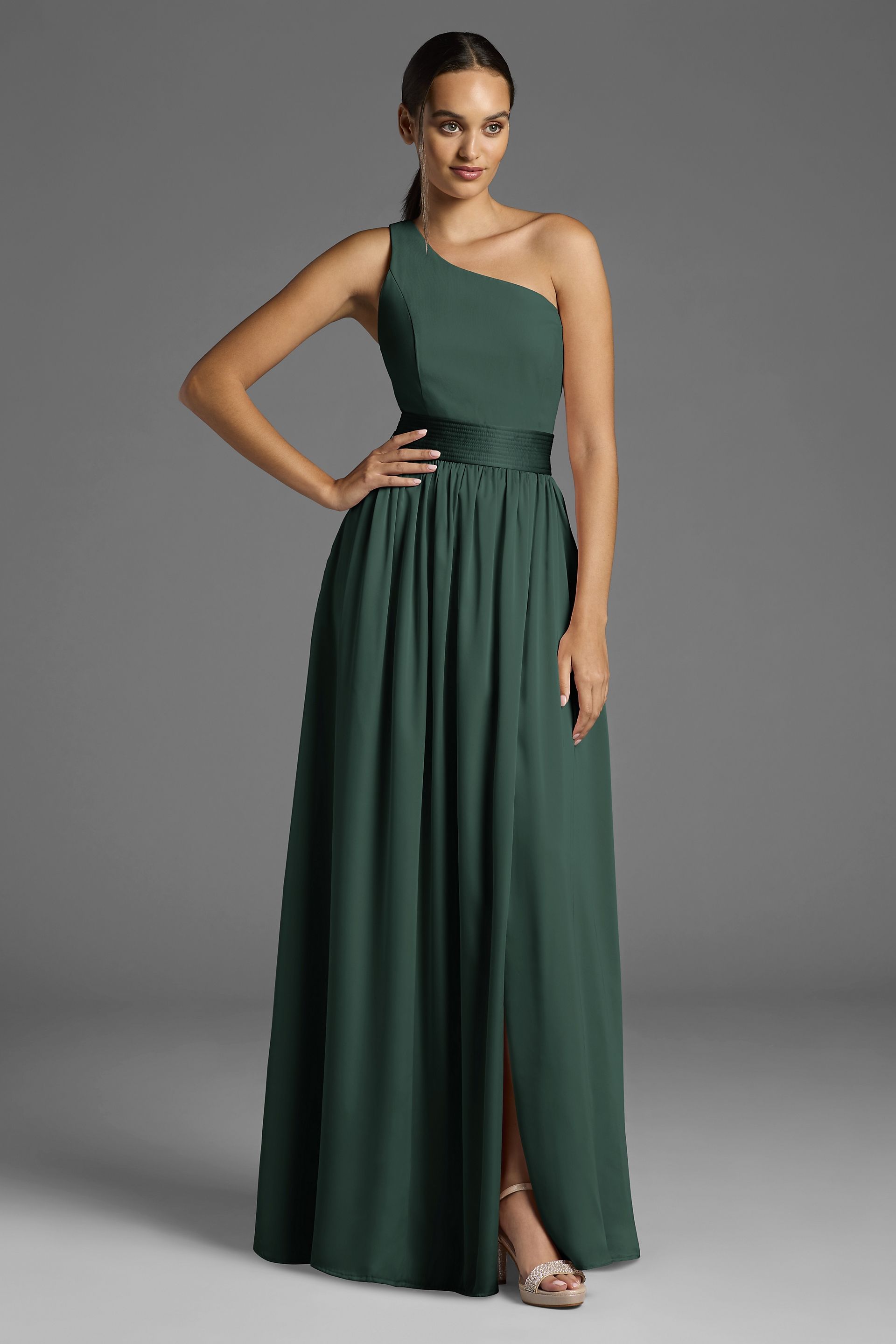 Picture of White by Vera Wang One-Shoulder Dress