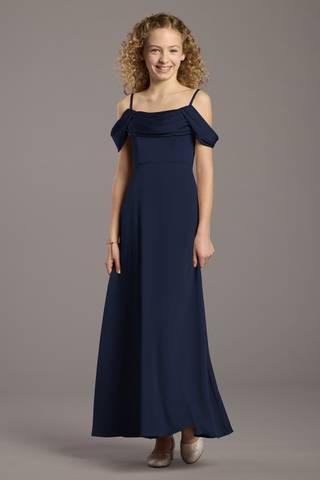 Picture of Matte Satin Cowl Neck A-Line Girls Dress