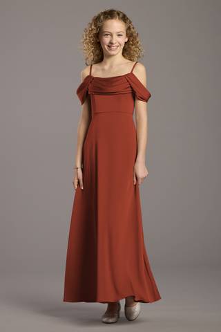 View Celebrate DB Studio Matte Satin Cowl Neck A-Line Girls Dress in all available color and sizes Picture of Matte Satin Cowl Neck A-Line Girls Dress