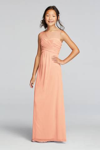 Picture of Long Mesh Dress with Illusion Tank Ruched Bodice