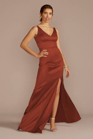 Picture of Stretch Satin V-Neck Tank Sheath Dress
