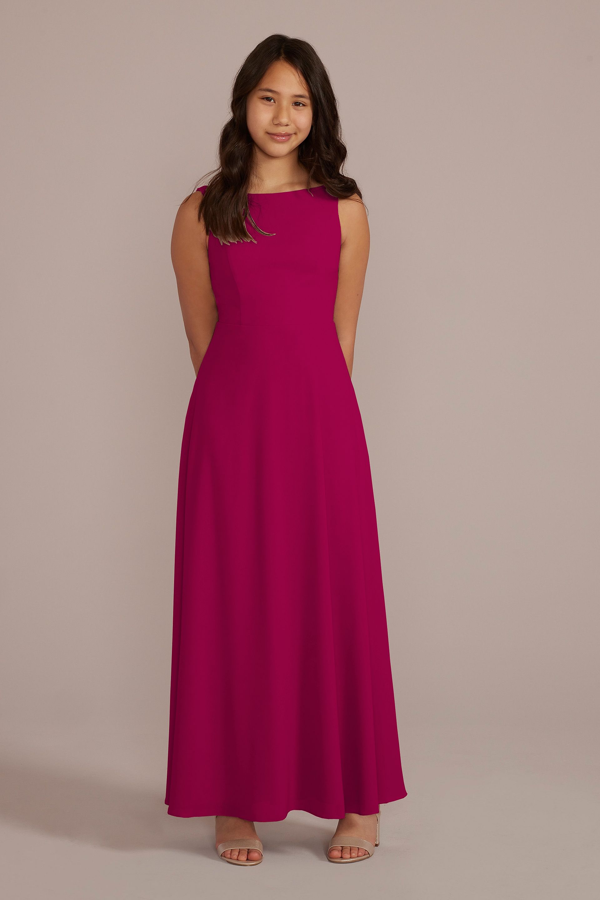 Celebrate DB Studio Chiffon Junior Bridesmaid Dress With Tie Back in Berry Size: 6 David's Bridal