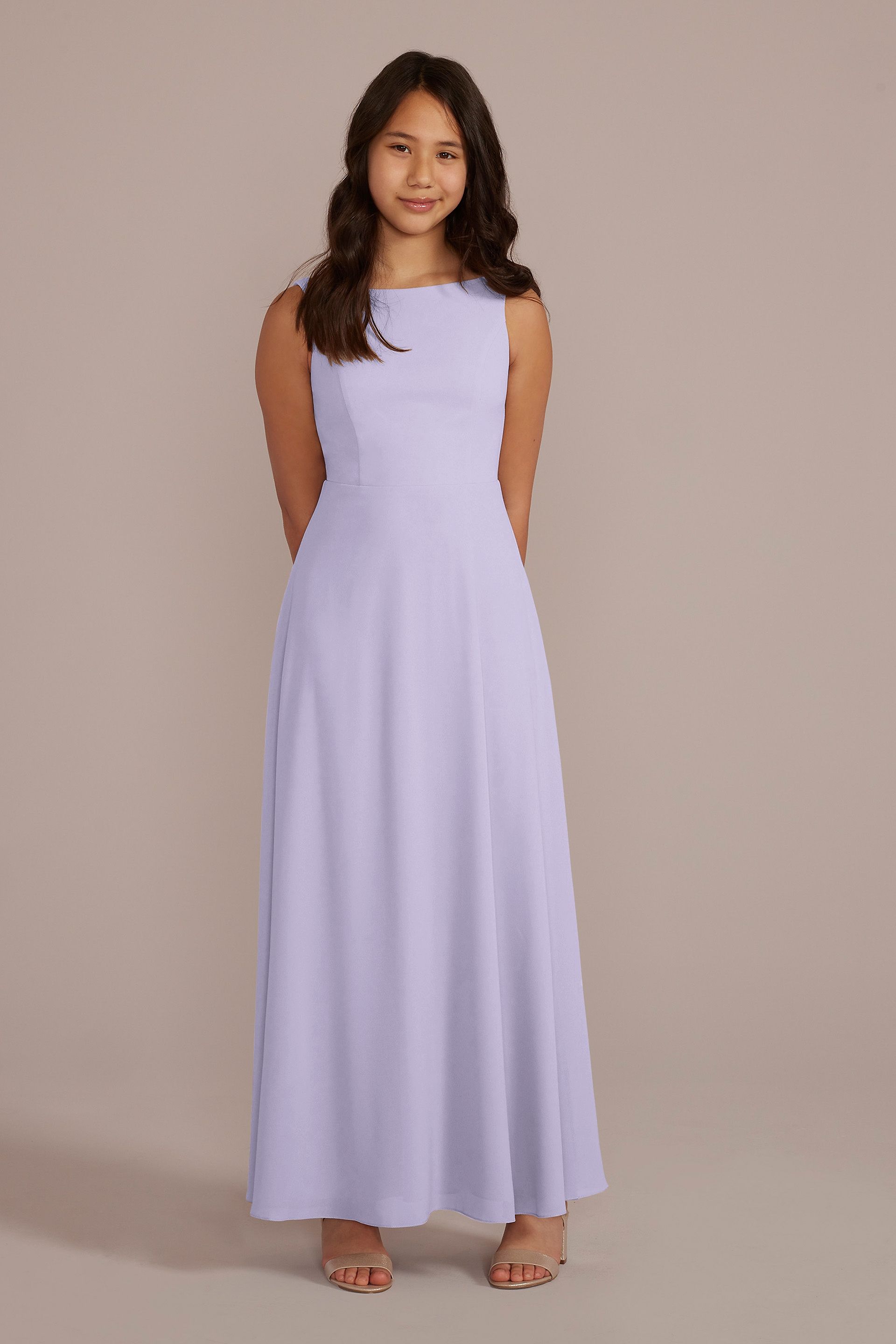 Celebrate DB Studio Chiffon Junior Bridesmaid Dress With Tie Back in Iris Size: 18 David's Bridal