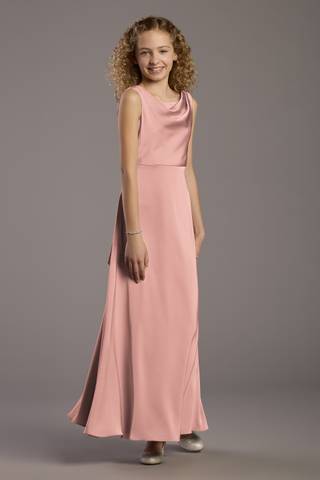 Picture of Matte Satin Bow Back Cowl A-Line Girls Dress