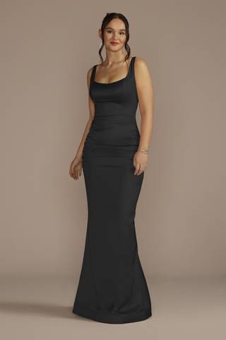 Picture of Stretch Satin Tank Dress with Train