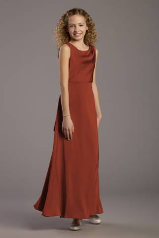 View Celebrate DB Studio Matte Satin Bow Back Cowl A-Line Girls Dress in all available color and sizes Picture of Matte Satin Bow Back Cowl A-Line Girls Dress