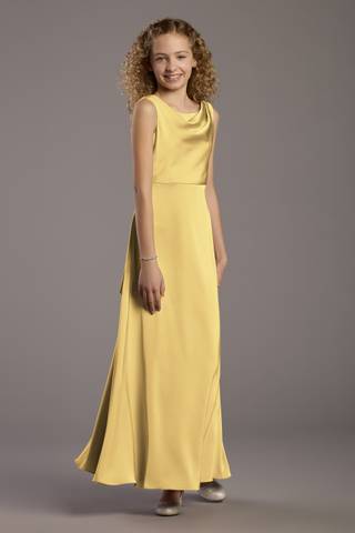 View Celebrate DB Studio Matte Satin Bow Back Cowl A-Line Girls Dress in all available color and sizes Picture of Matte Satin Bow Back Cowl A-Line Girls Dress